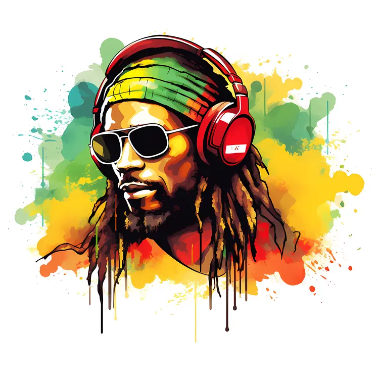 Man with Headphones and Sunglasses