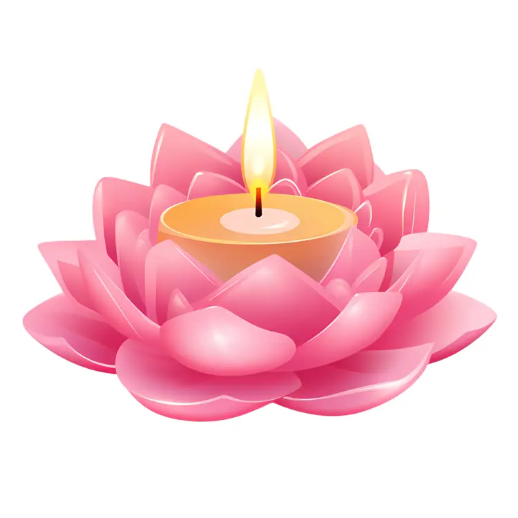 Pink Lotus Candle with Flame