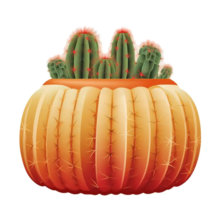Cactus in Orange Pot Illustration