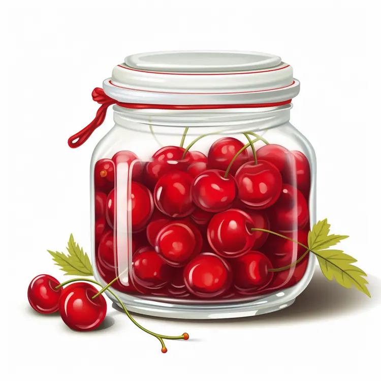 Fresh Red Cherries in a Glass Jar