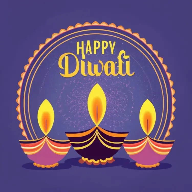 Happy Diwali with Decorative Lamps