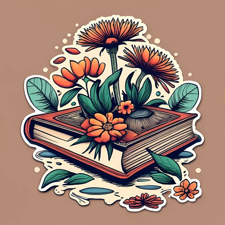 Book with Floral Decorations