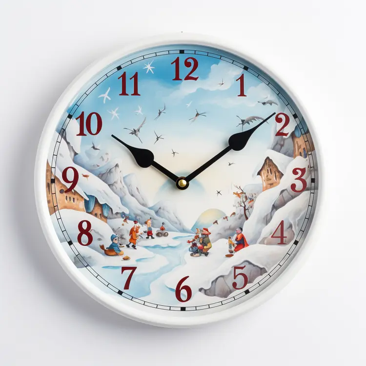 Mountain Winter Scene Clock
