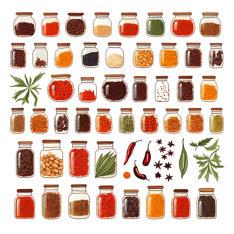 Colorful Spice Jars Collection