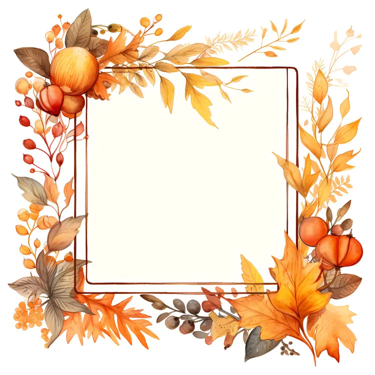 Autumn Leaves and Fruits Frame