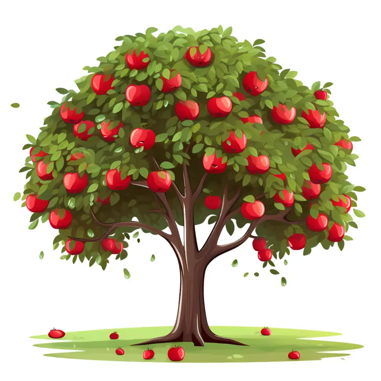 Apple Tree with Abundant Red Apples