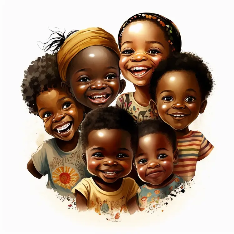 Happy Children Group Illustration
