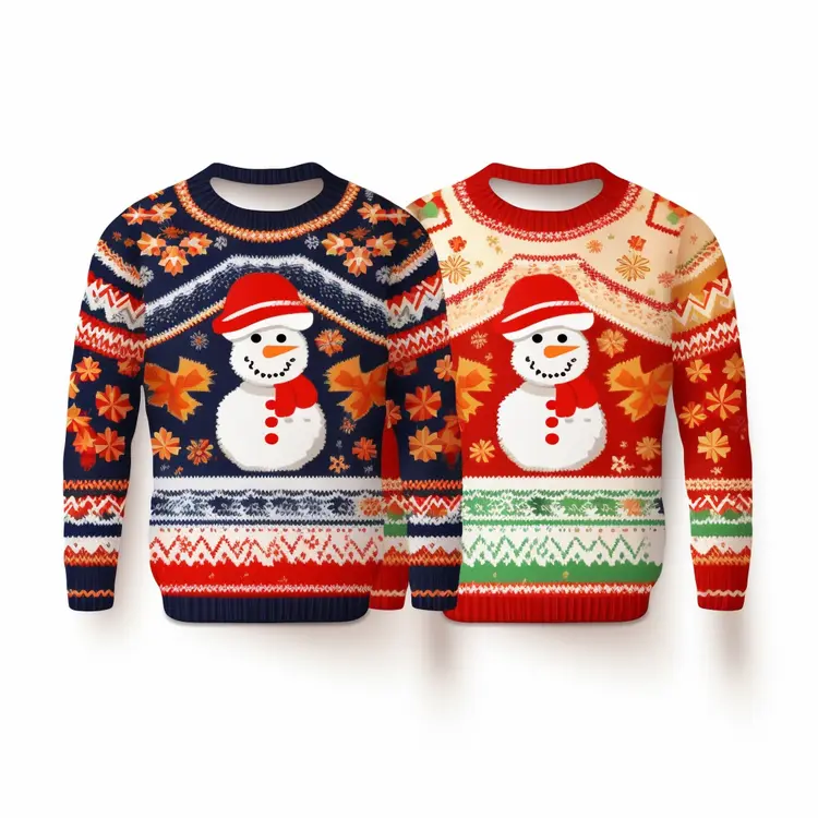 Festive Christmas Sweaters with Snowman Design
