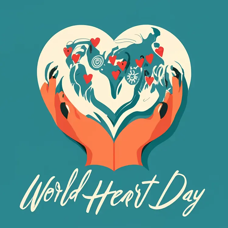 Hands Holding Heart with Map for World Heart Day