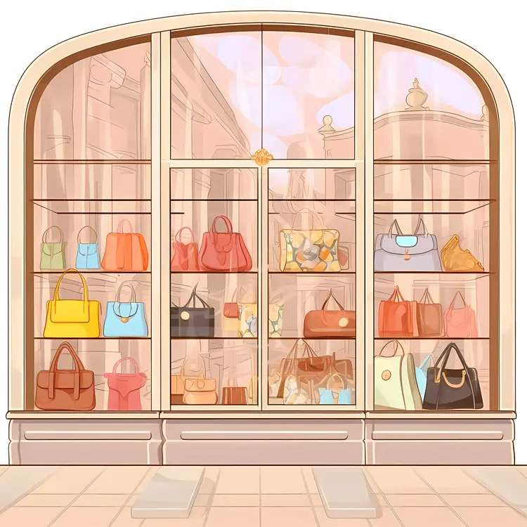 Elegant Handbags Display in Boutique Storefront