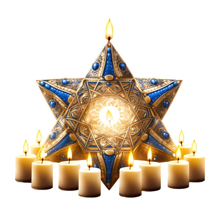 Ornate Decorative Star with Candles for Festive Celebration
