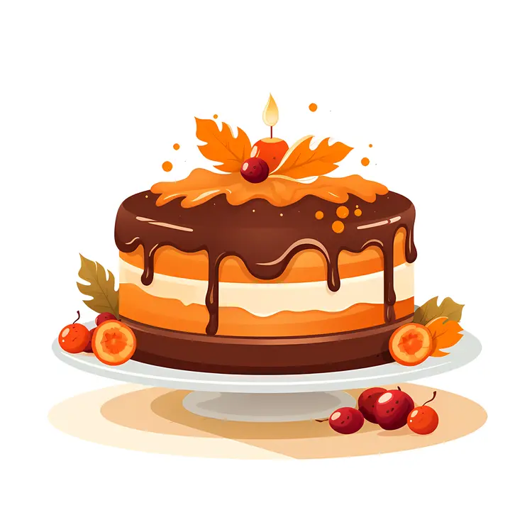 Chocolate Cake with Autumn Decorations