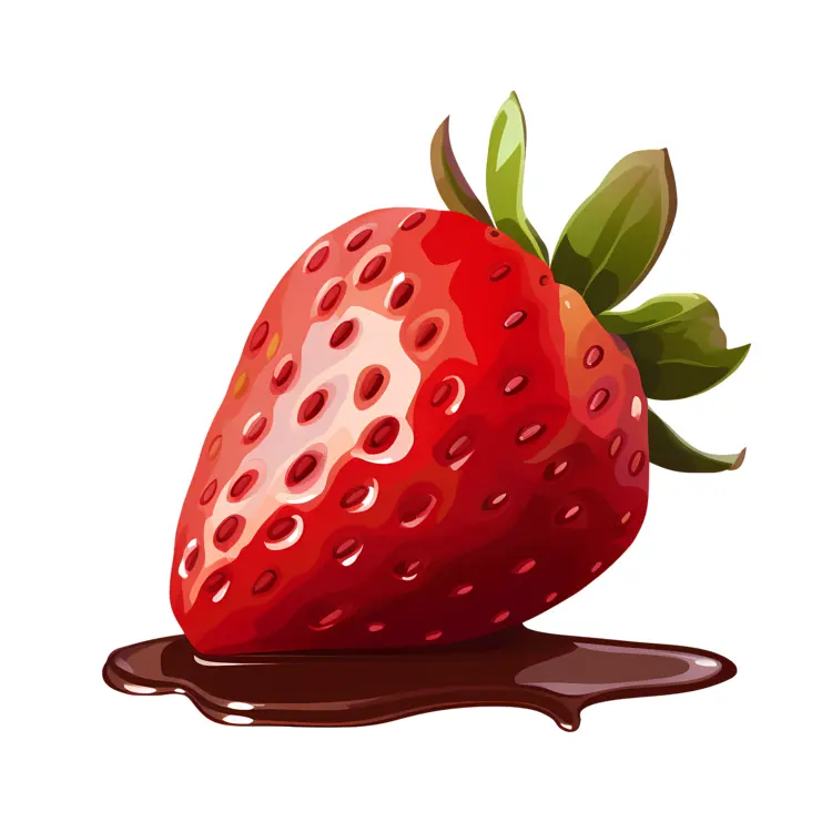 Red Strawberry with Chocolate Drizzle