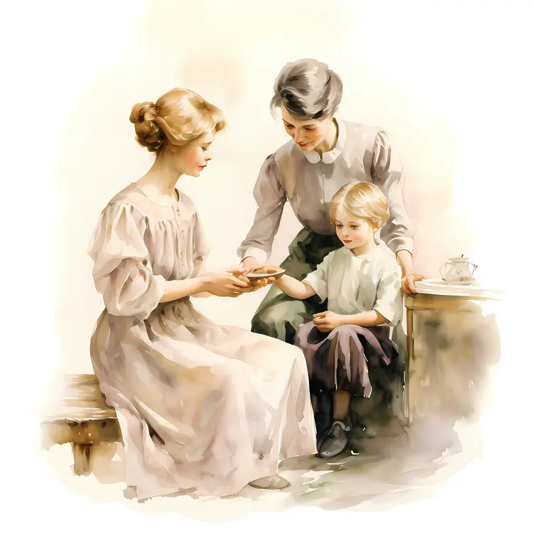 Vintage Mother and Child Teaching