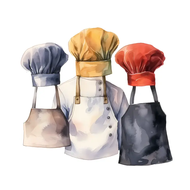 Colorful Chef Hats and Aprons Illustration