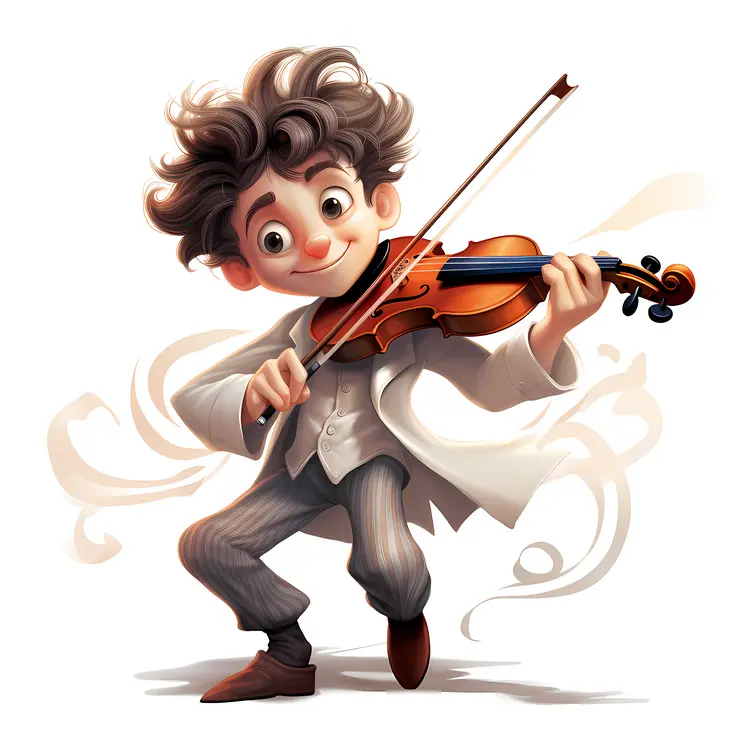 Joyful Boy Playing Violin