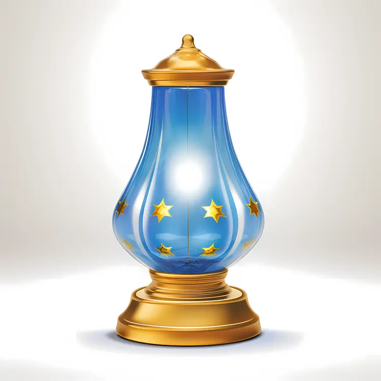 Blue and Gold Lantern with Star Patterns