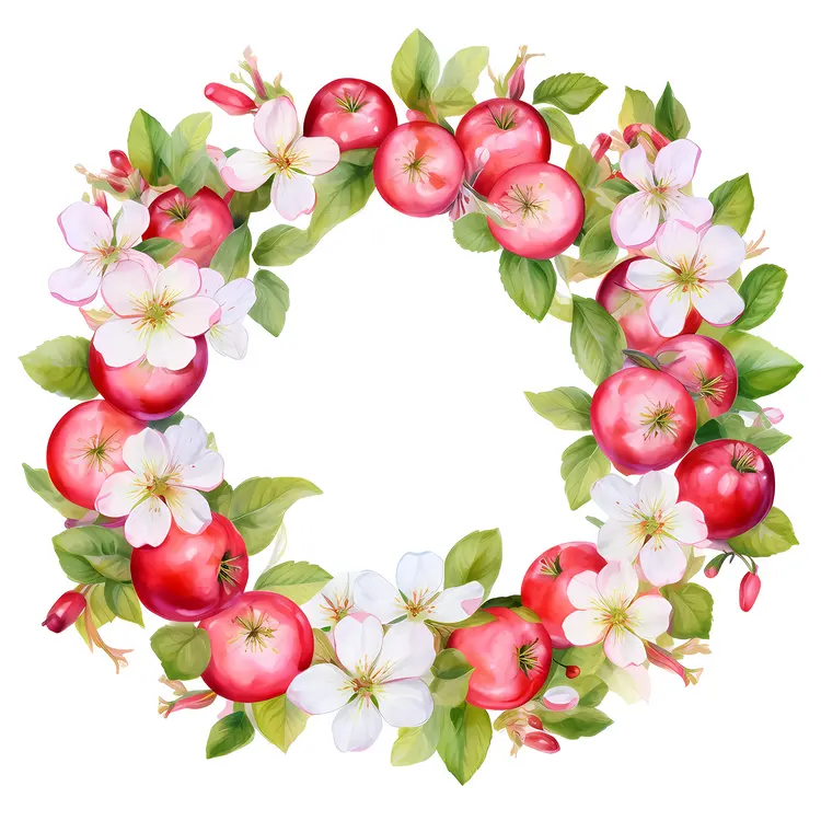 Wreath of Apple Blossoms and Apples