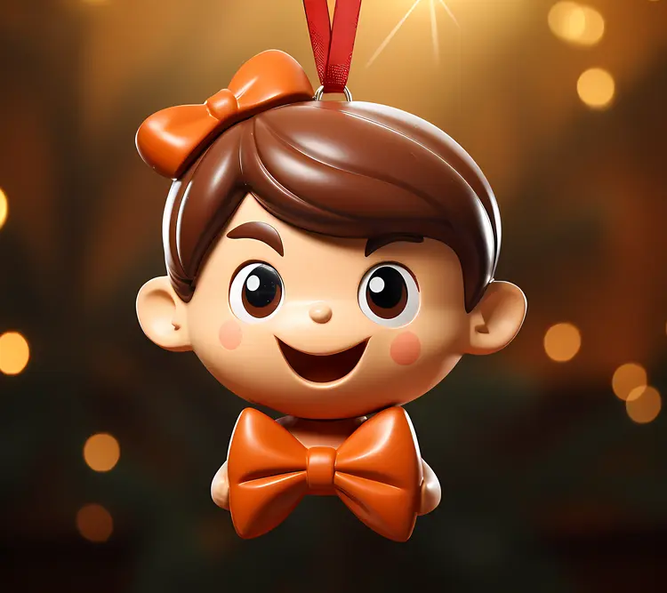 Happy Boy with Orange Bow Ornament