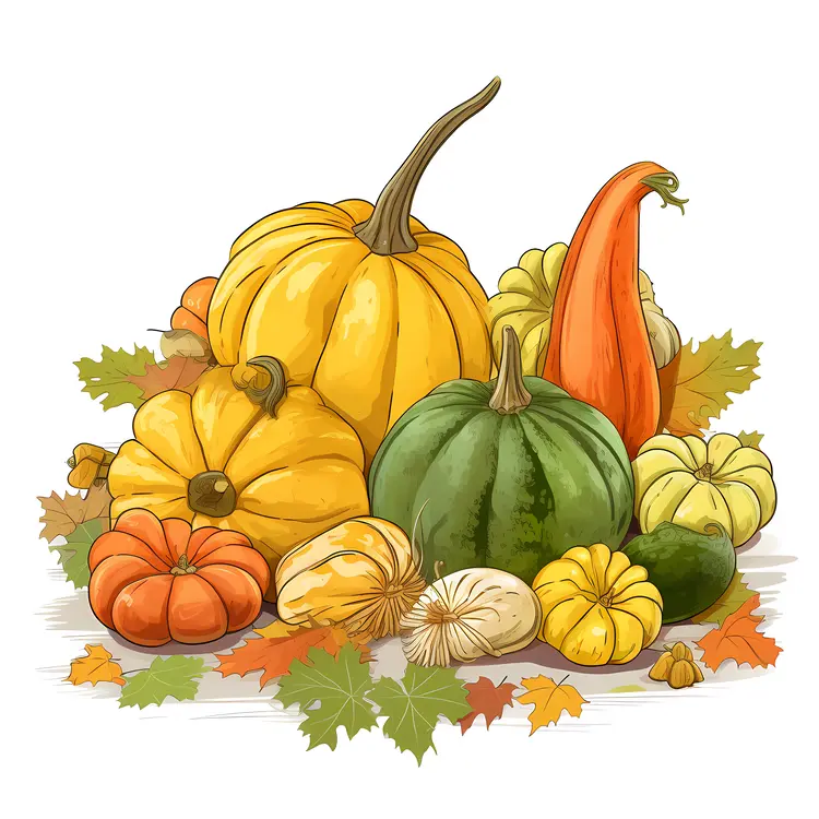 Colorful Pumpkins and Squash for Thanksgiving Decor