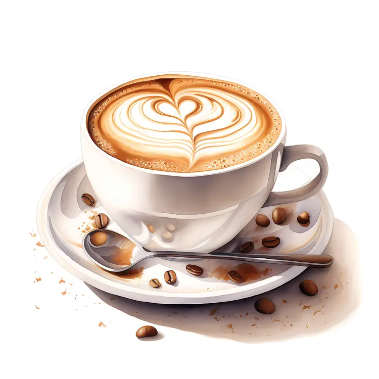 Latte Art Coffee with Coffee Beans