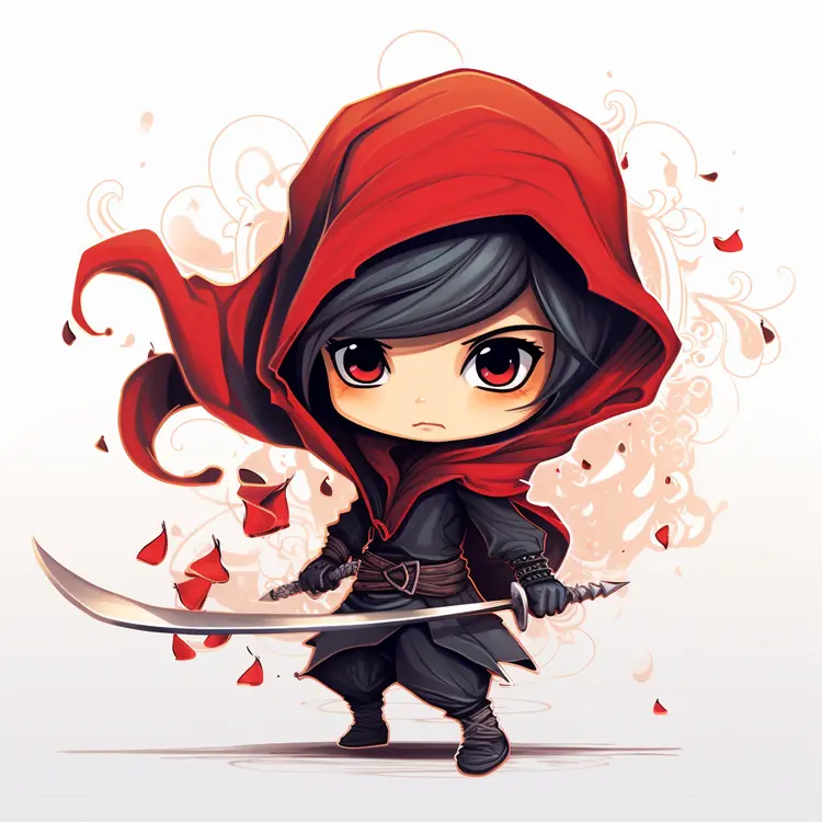 Cute Ninja with Red Hood