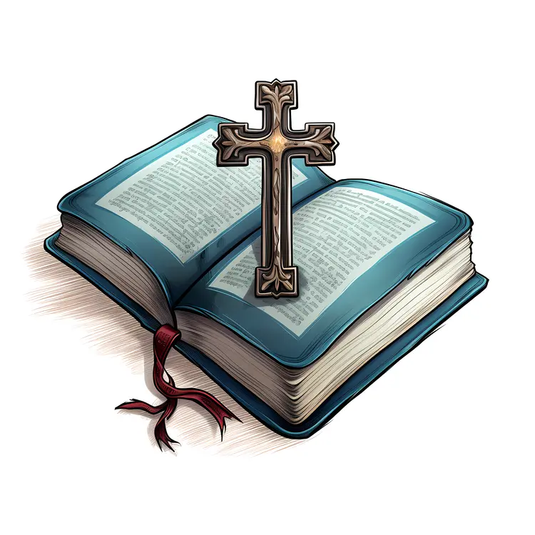 Open Bible with Bronze Cross