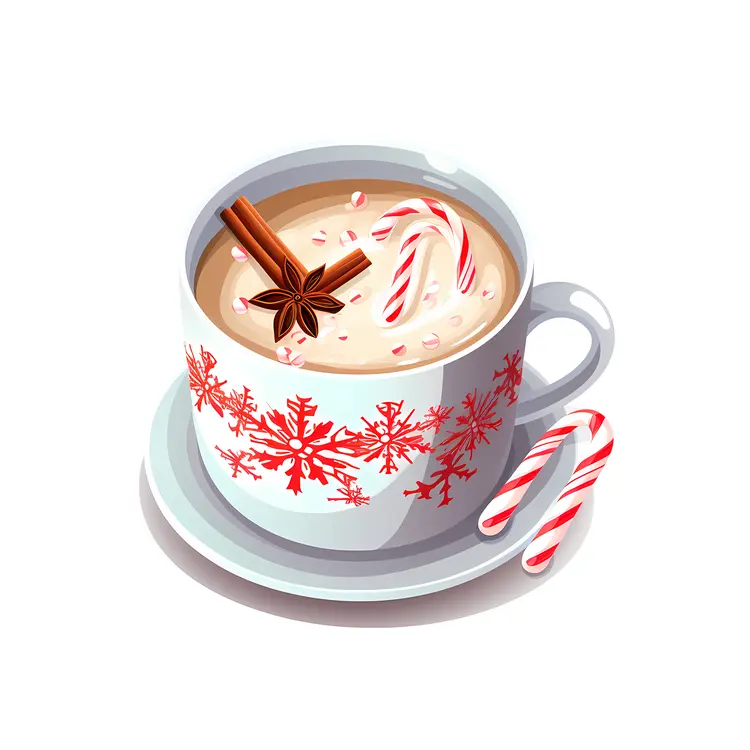 Snowflake Cup with Candy Canes and Cinnamon Stick