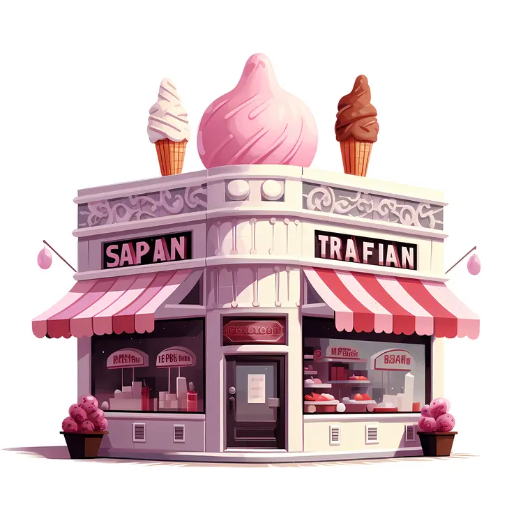 Ice Cream Shop with Cones on Top