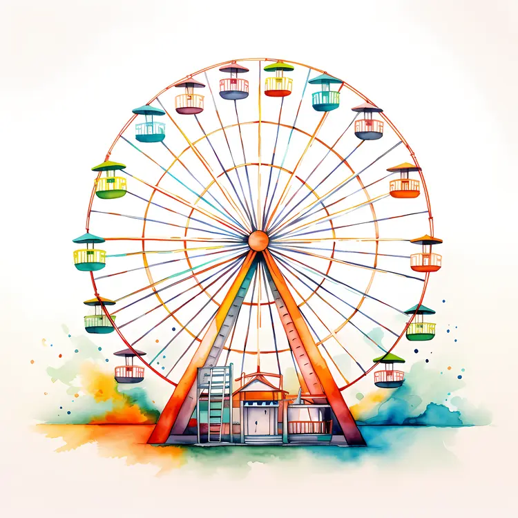 Ferris Wheel with Colorful Gondolas