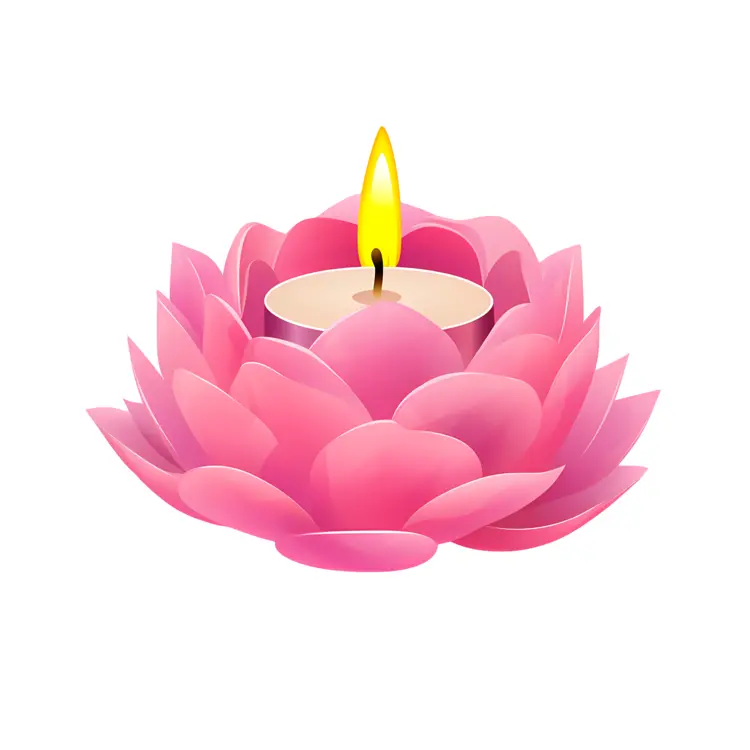 Pink Lotus Candle with Flame