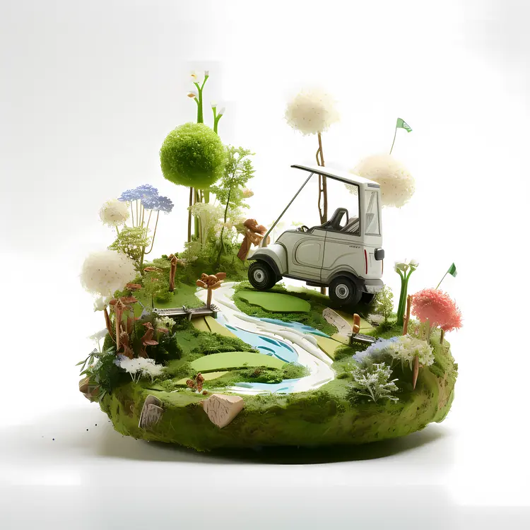 Golf Cart on a Scenic Course
