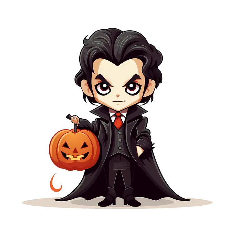 Cute Vampire with Pumpkin for Halloween