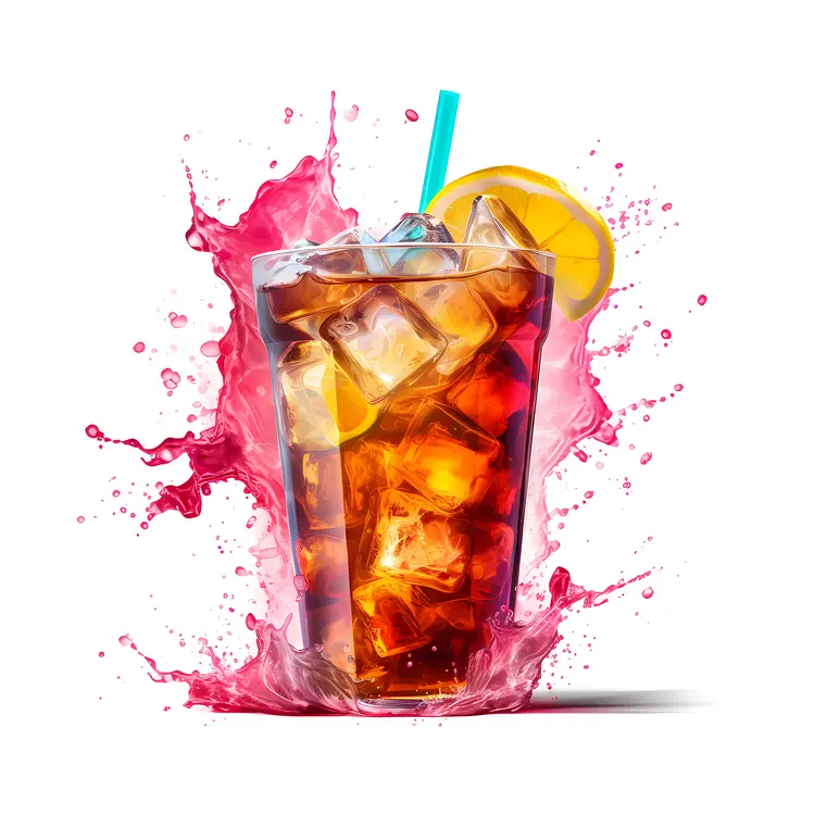 Vibrant Iced Tea with Lemon and Straw