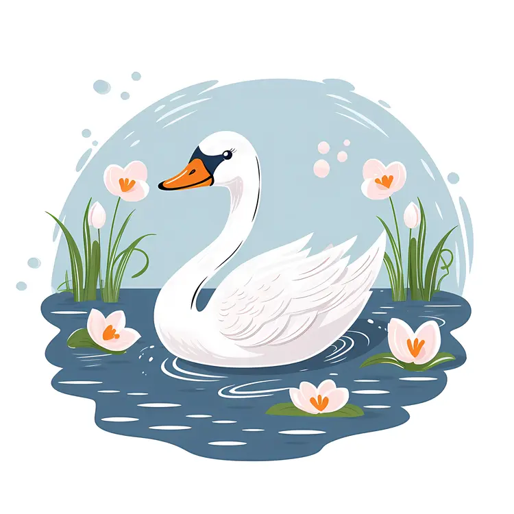 Graceful Swan in a Serene Pond
