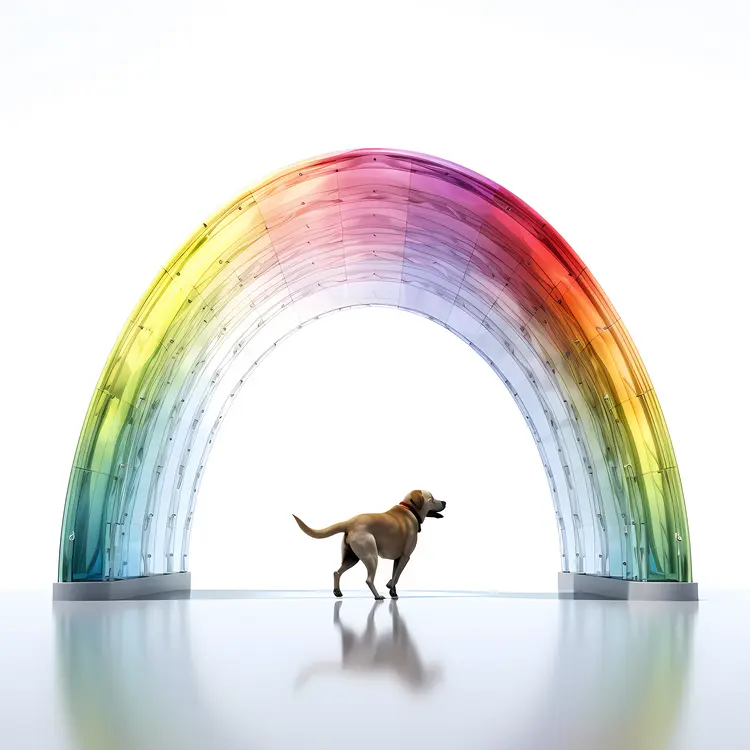 Colorful Rainbow Arch with a Dog