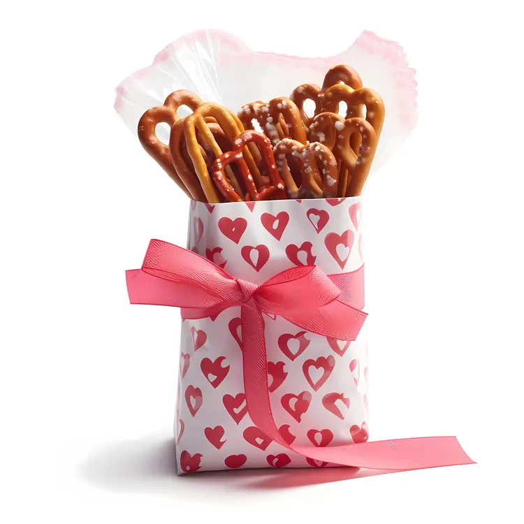 Pretzels in Heart Pattern Gift Bag