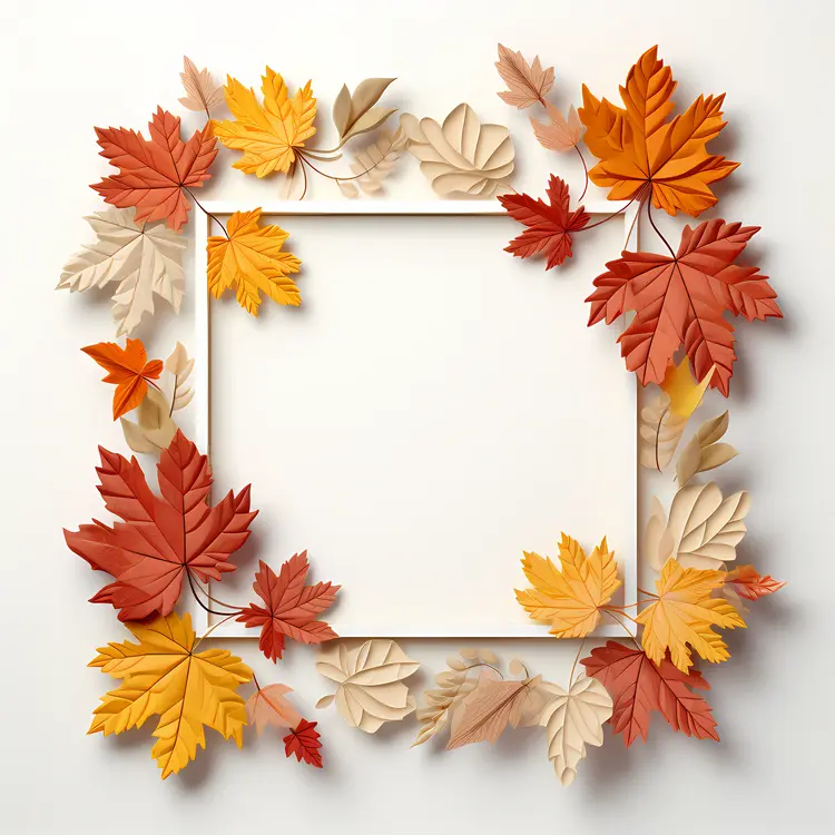 Autumn Leaves Frame with Fall Decoration