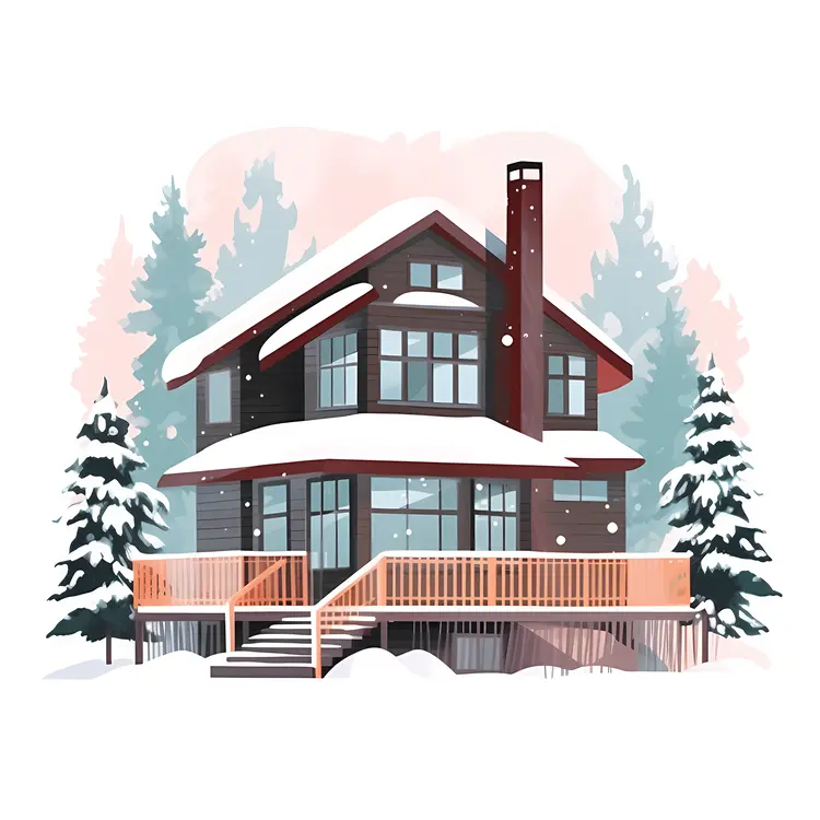Modern Brown House in Snowy Setting