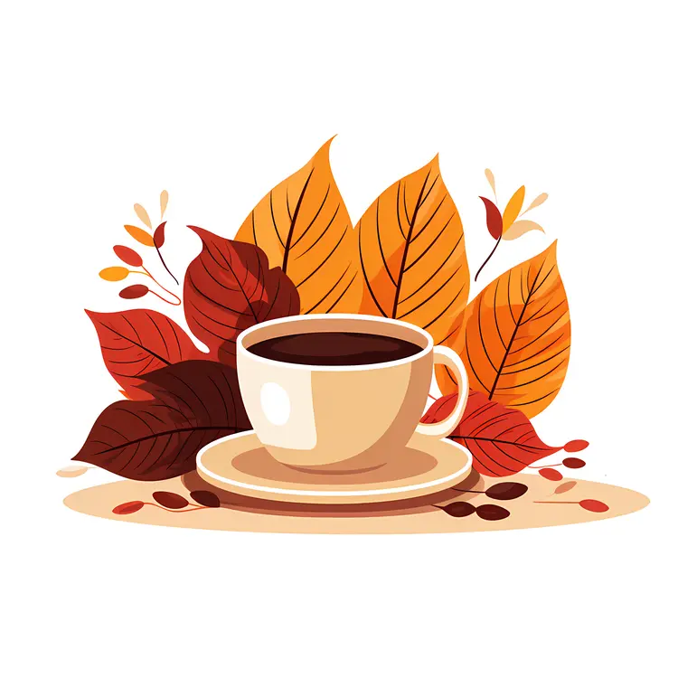 Cup of Coffee with Autumn Leaves