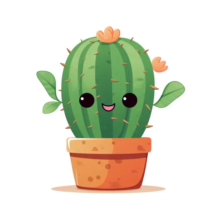 Cute Cartoon Cactus in Pot