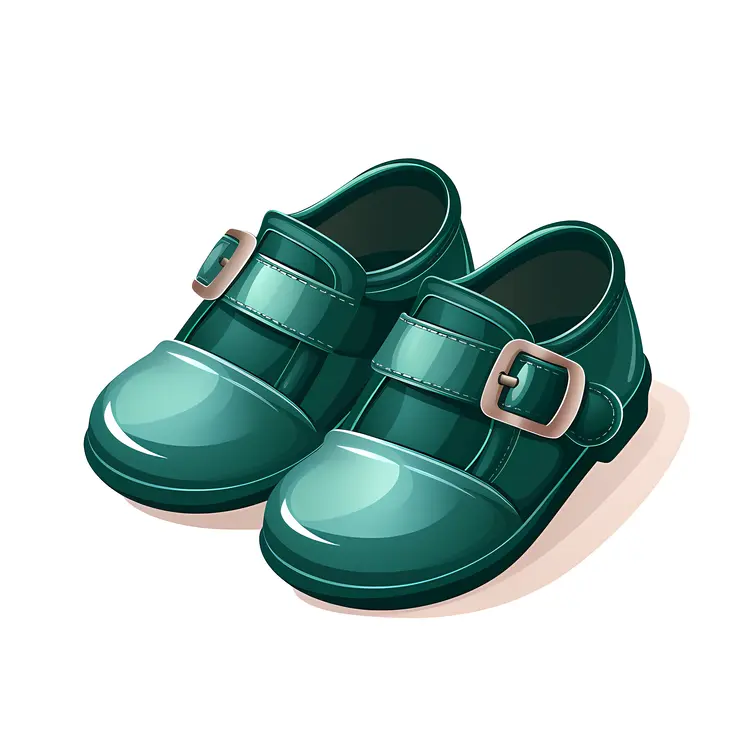 Green Baby Shoes with Buckles