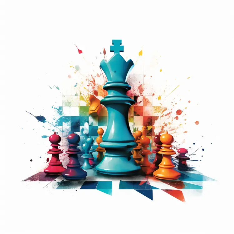 Colorful Chess Pieces on Artistic Background