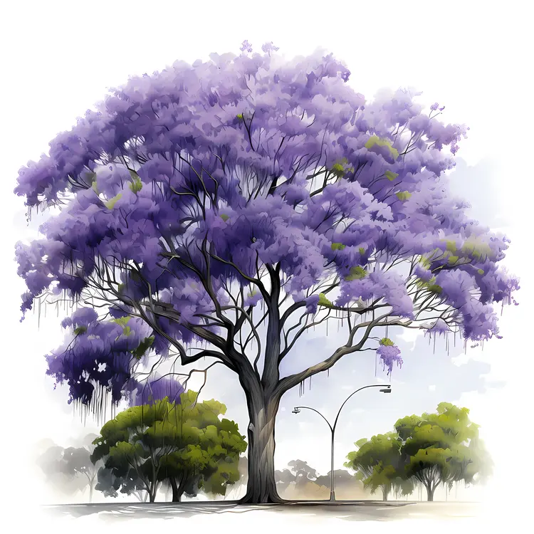 Purple Tree in Urban Setting