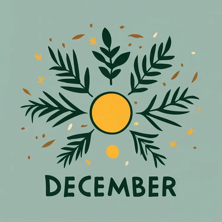 December with Leaf and Sun Design