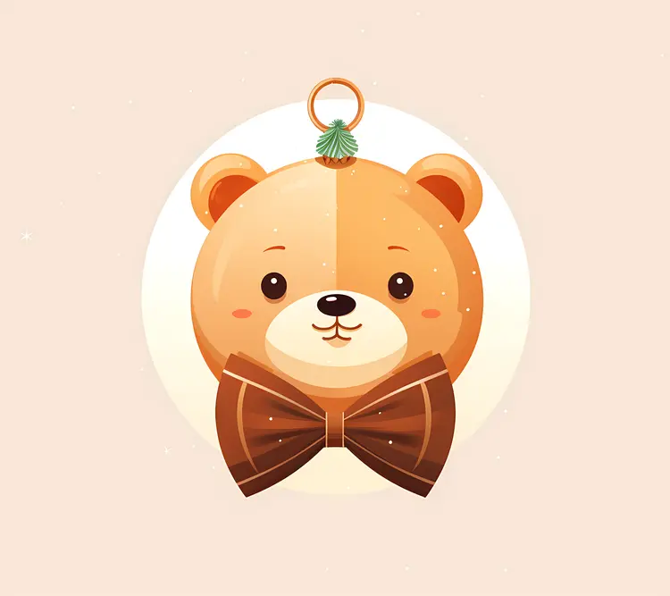 Cute Brown Bear Ornament with Bow