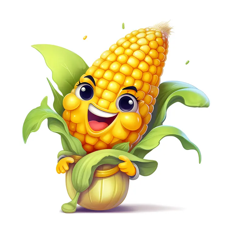 Cute Smiling Corn Character