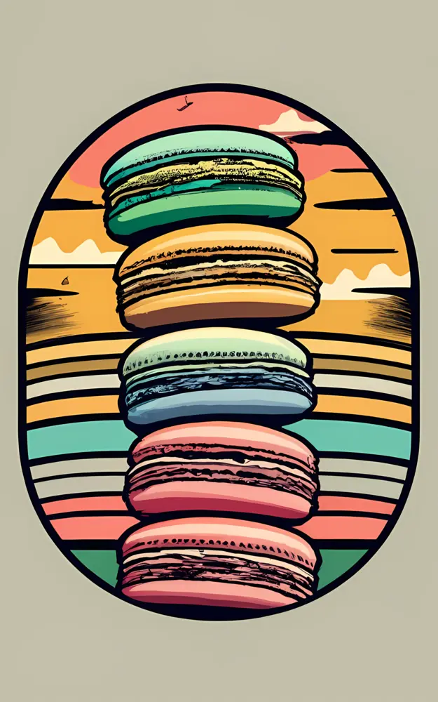 Macarons Stack with Striped Background