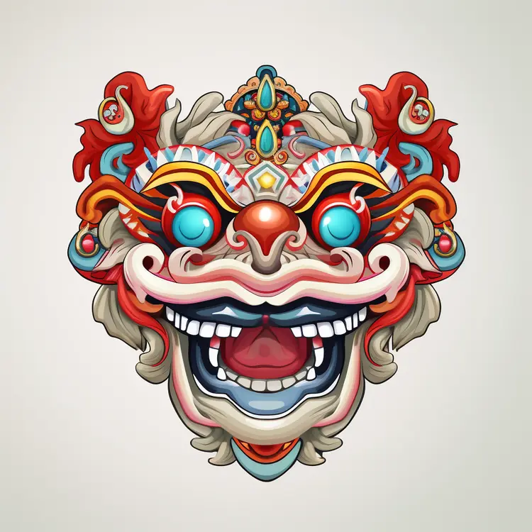 Colorful Lion Dance Mask