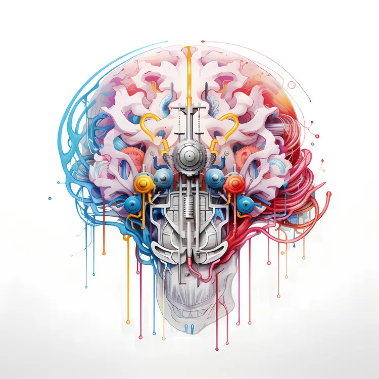 Mechanical Brain with Wires Illustration